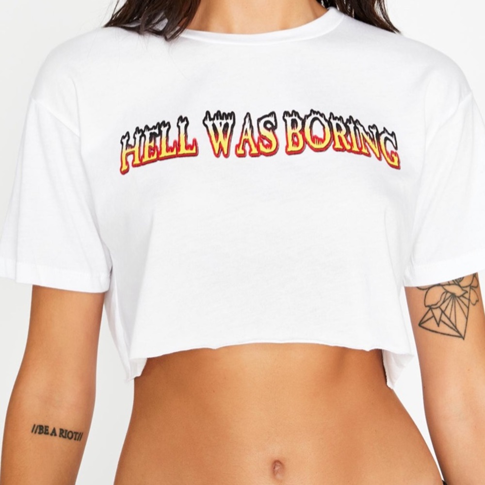 Hell Was Boring Cropped Oversized Tee